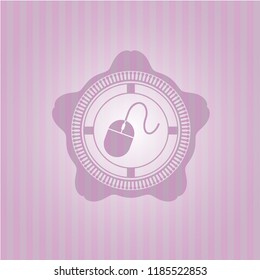 mouse icon inside badge with pink background