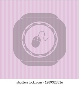 mouse icon inside badge with pink background