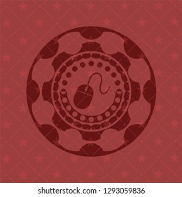 mouse icon inside badge with red background