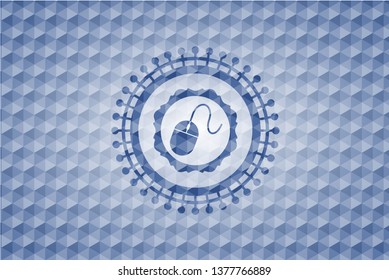 mouse icon inside blue hexagon emblem.