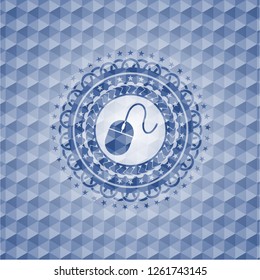mouse icon inside blue polygonal badge.