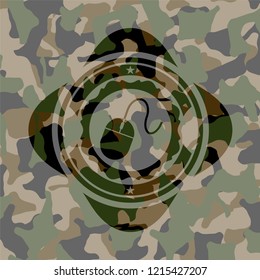 mouse icon inside camouflaged emblem