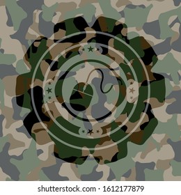 mouse icon inside camouflaged emblem
