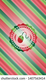 mouse icon inside christmas badge background.