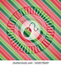mouse icon inside christmas colors style emblem.