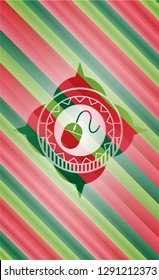 mouse icon inside christmas emblem background.
