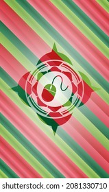 mouse icon inside christmas emblem. 