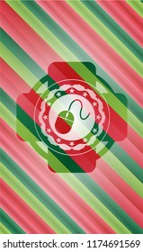 mouse icon inside christmas style badge..