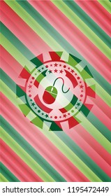 mouse icon inside christmas style badge..