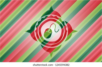 mouse icon inside christmas style badge..