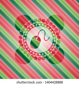 mouse icon inside christmas style emblem.