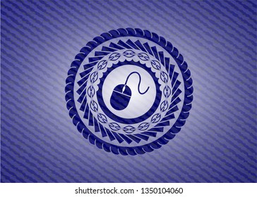 mouse icon inside emblem with jean high quality background