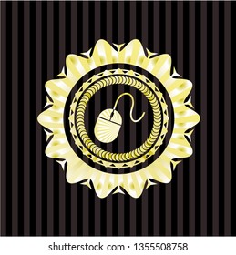 mouse icon inside gold badge or emblem