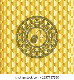 Maussymbol in goldenem glänzendem Emblem. Skaliert Muster. Vektorillustration Illustration. Detaillierte Angaben.