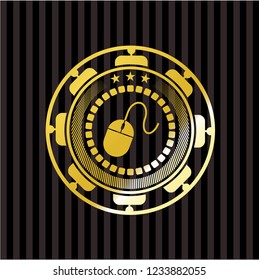 mouse icon inside golden emblem or badge