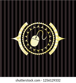 mouse icon inside golden emblem