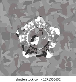 mouse icon inside grey camo texture