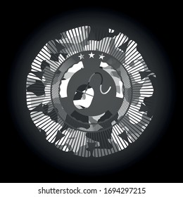 mouse icon inside grey camouflage texture