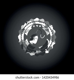 mouse icon inside grey camouflaged emblem