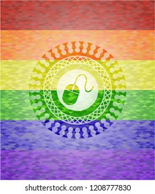 mouse icon inside lgbt colors emblem 