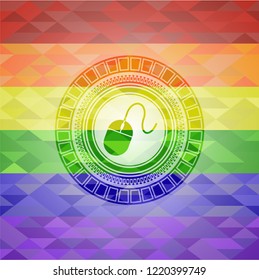 mouse icon inside lgbt colors emblem 