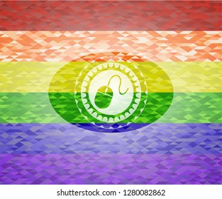 mouse icon inside lgbt colors emblem 