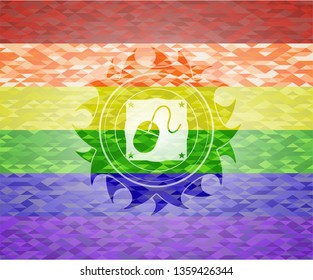 mouse icon inside lgbt colors emblem 