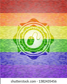 mouse icon inside lgbt colors emblem 