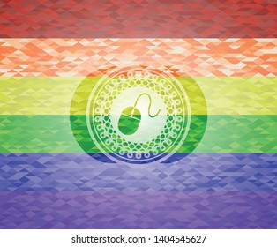 mouse icon inside lgbt colors emblem 
