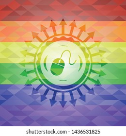 mouse icon inside lgbt colors emblem 