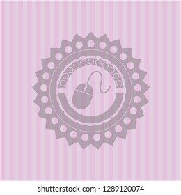 mouse icon inside pink emblem