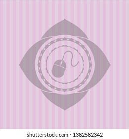 mouse icon inside pink emblem. Retro