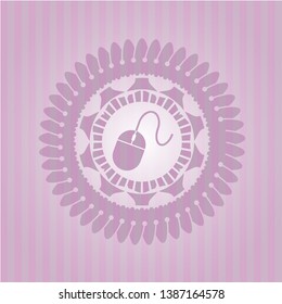 mouse icon inside pink emblem