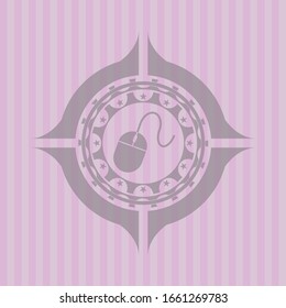 mouse icon inside pink emblem. Vintage.
