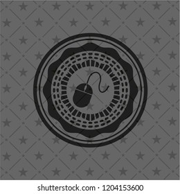 mouse icon inside realistic dark emblem