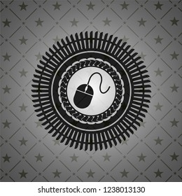 mouse icon inside realistic dark emblem