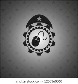 mouse icon inside realistic dark emblem