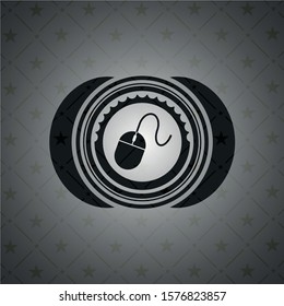 mouse icon inside realistic dark emblem