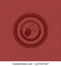 mouse icon inside realistic red emblem