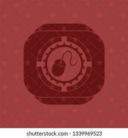mouse icon inside red emblem. Retro