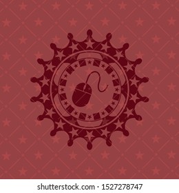 mouse icon inside red emblem