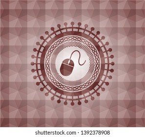 mouse icon inside red geometric emblem. Seamless.
