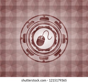 mouse icon inside red seamless polygonal badge.