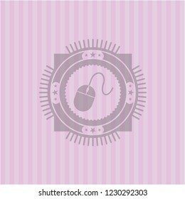 mouse icon inside retro pink emblem