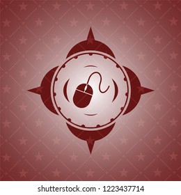 mouse icon inside retro red emblem