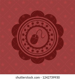 mouse icon inside retro red emblem