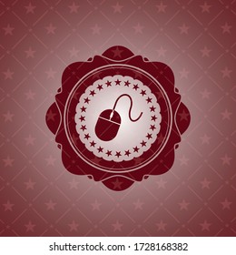 icono del ratón dentro del emblema rojo retro. 