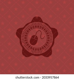 icono del ratón dentro del emblema rojo retro. 