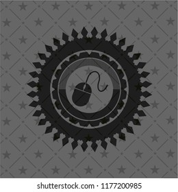 mouse icon inside retro style black emblem