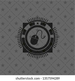 mouse icon inside retro style black emblem